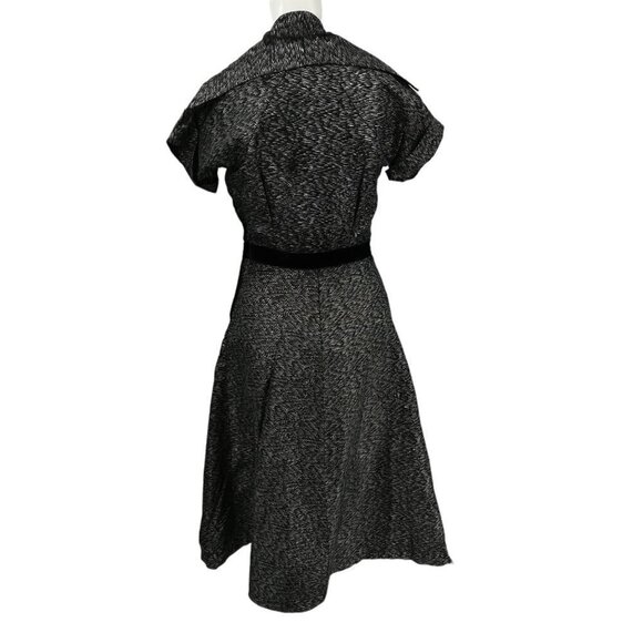 Vintage 50s Pinup Metallic Fit & Flare Dress Size S? Silver Black Party A-line - Picture 11 of 11
